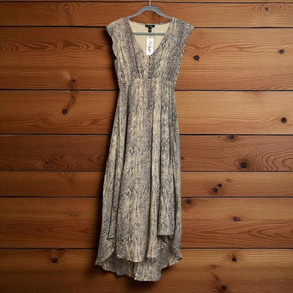 Jessica Simpson Gabbie Dress Small  NWT Snake Print Ruffle Sleeve Boho Western - Picture 1 of 9